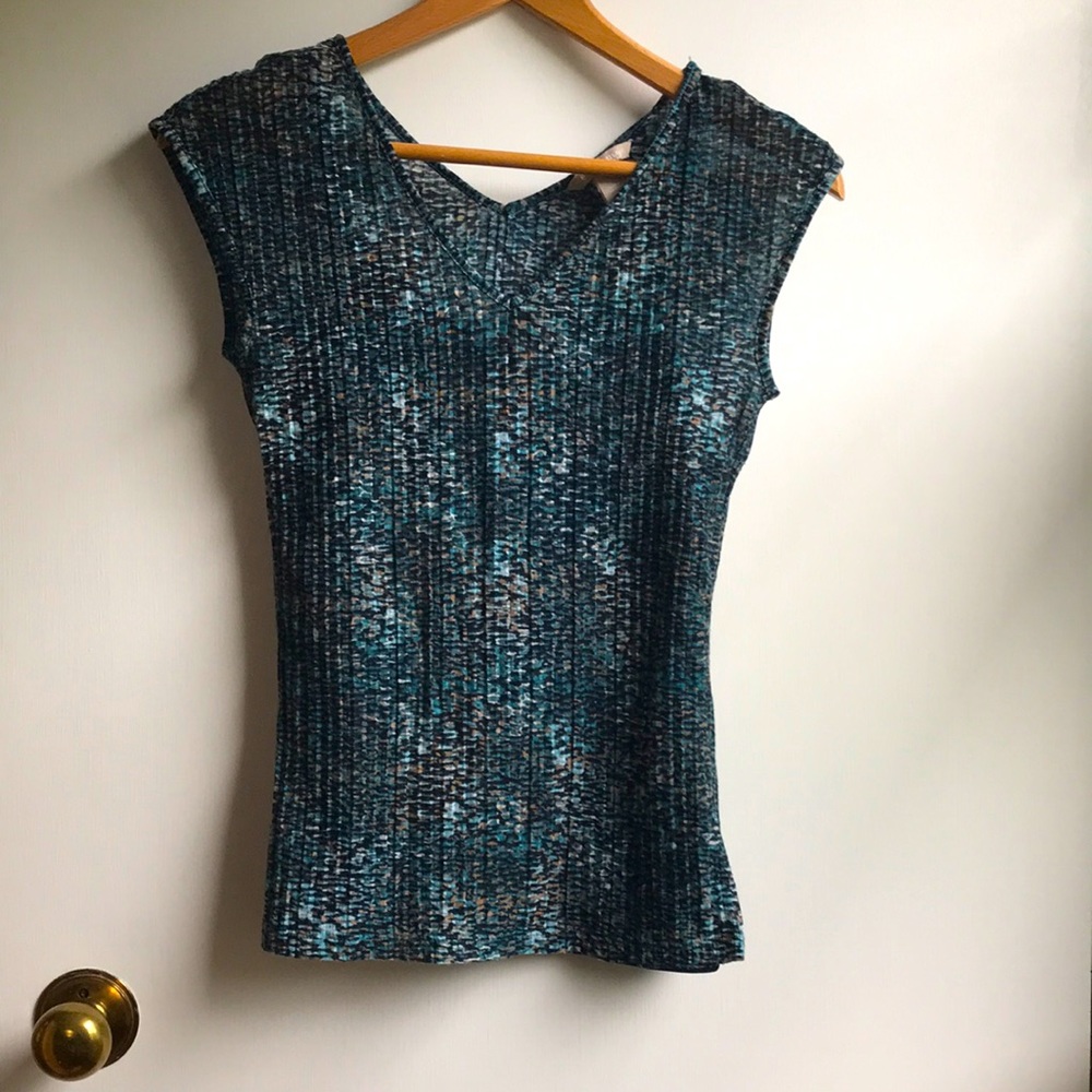 Banana Republic Semi Sheer Teal Speckled Top sz XS